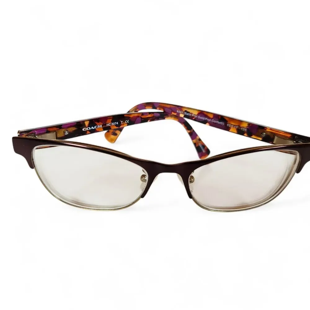 Coach Eyeglass Frames Only HC 5074 9241 Satin Purple Gold Purple Confetti 52-17